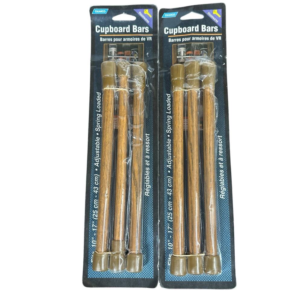 Vtg Camco 17" RV Refrigerator Cupboard Bar Extends 10" to 17" Oak Brown 6 Pack